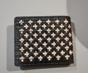 Handmade Leather Woven Black Wallet
