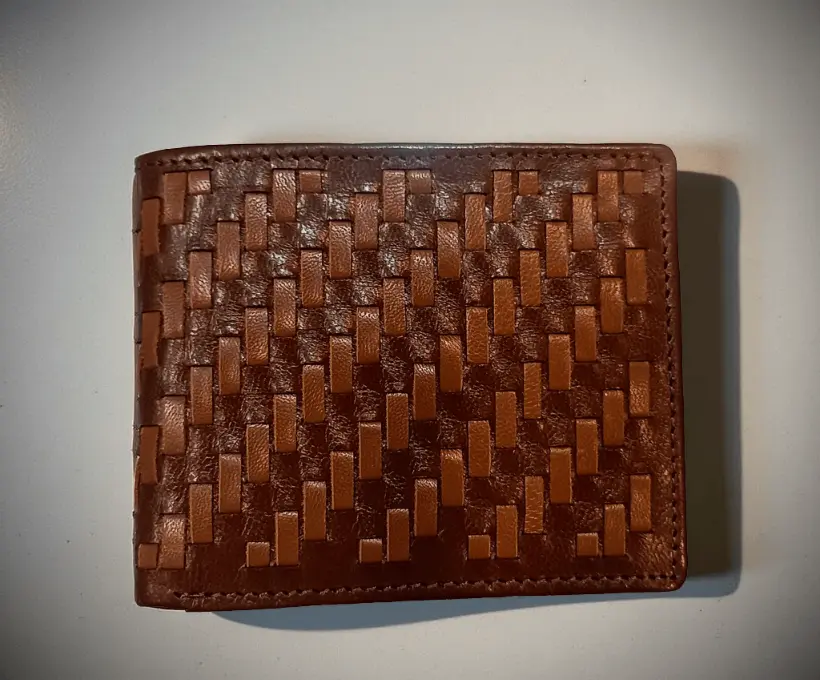 Handmade Leather Woven Brown Wallet – Premium Basketweave Design for Men1