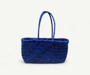Mini Handwoven Leather Bag Navy Blue Handmade Buffalo Toledo Leather