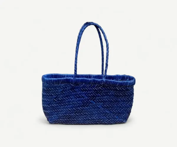 Mini Handwoven Leather Bag Navy Blue Handmade Buffalo Toledo Leather