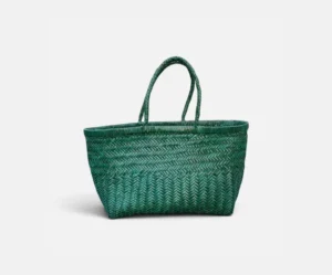 Handmade leather woven green tote bags (1) Handmade leather woven green tote bags