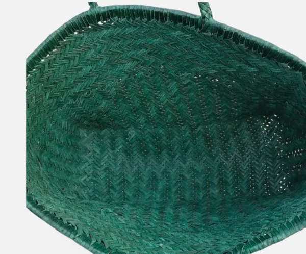 Handmade leather woven green tote bags Handmade leather woven green tote bags