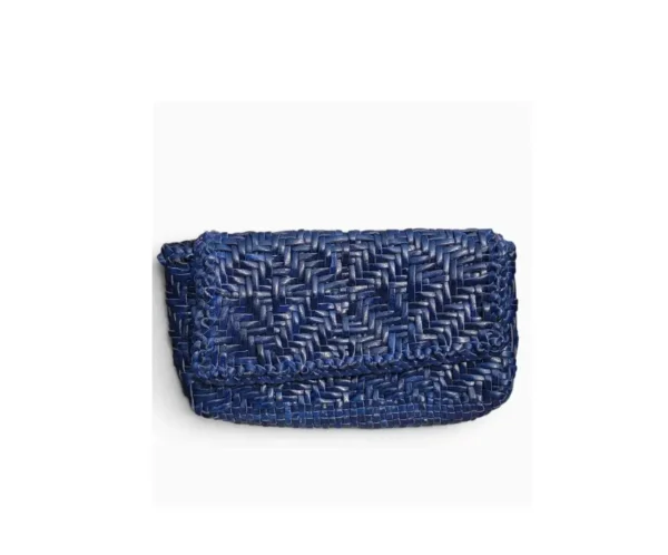 leather woven pouch blues