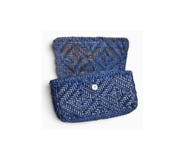 leather woven pouch blues